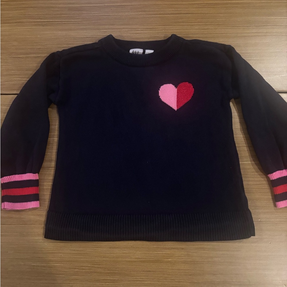 GAP Kids Navy Sweater with Red Heart Valentine’s Day Attire